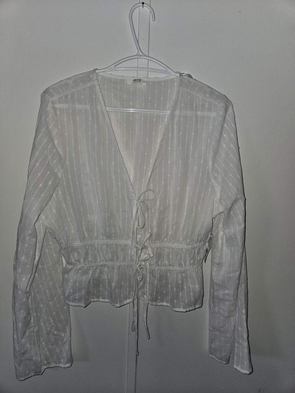 Ardene White Tie-Front Peplum Blouse